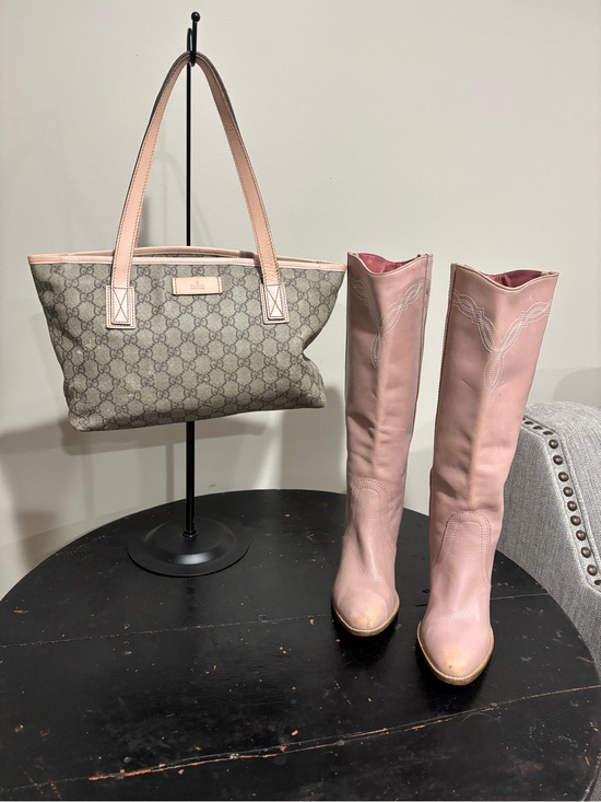 BCBG Shoes - Gucci Pink Joy Tote Bag & BCBGeneration Pink Leather Cowboy Boots Size 8 Bundle